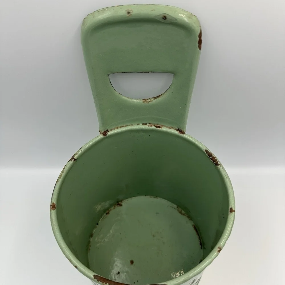 Vintage‎ Green Enamel Ware Hanging Brush Holder